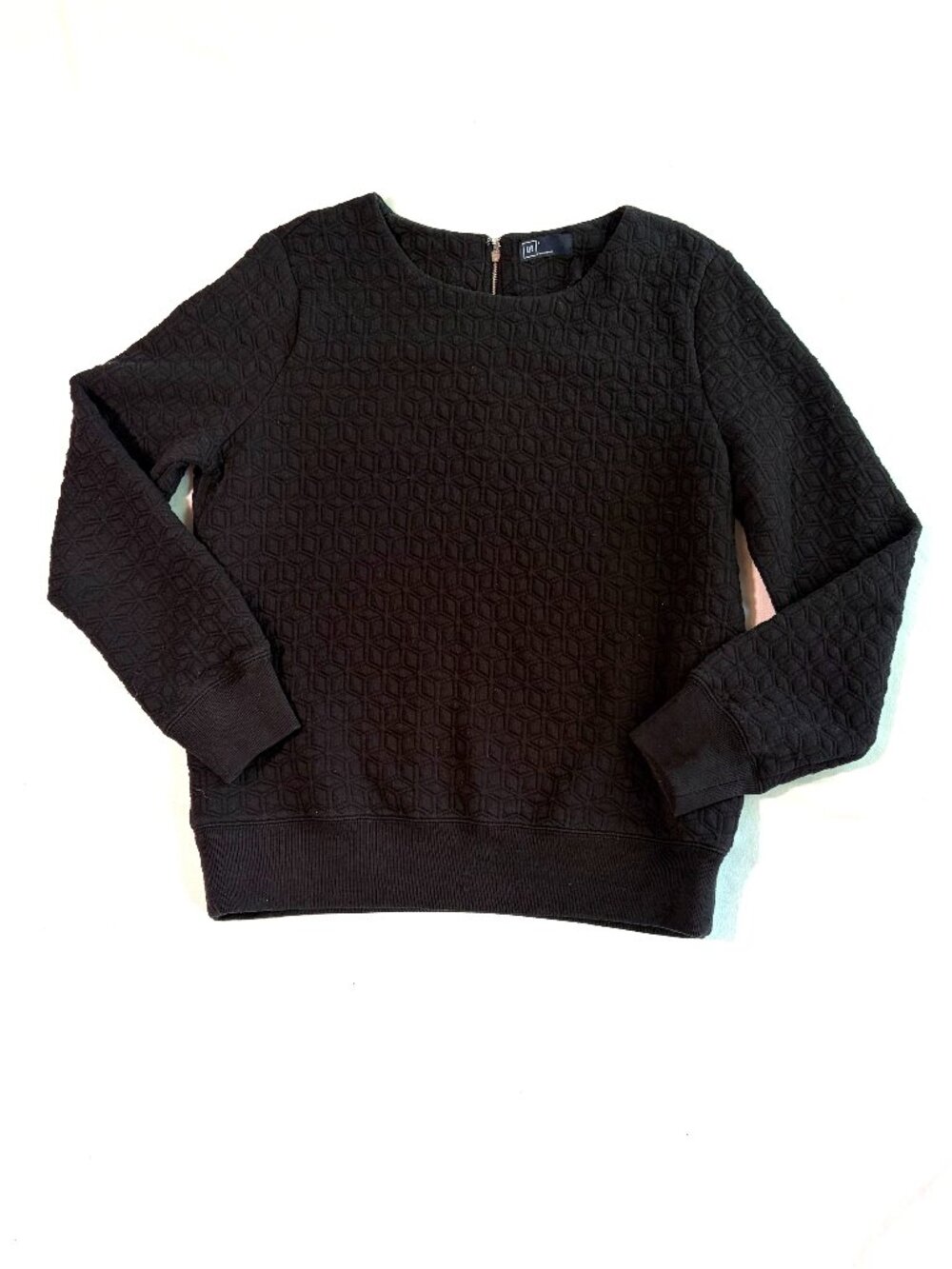 GAP quilted sweatshirt L black cotton stretch